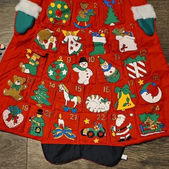 VINTAGE Advent Calendar Santa 80s Christmas Decor Holiday Retro Wall Hang - Picture 5 of 6